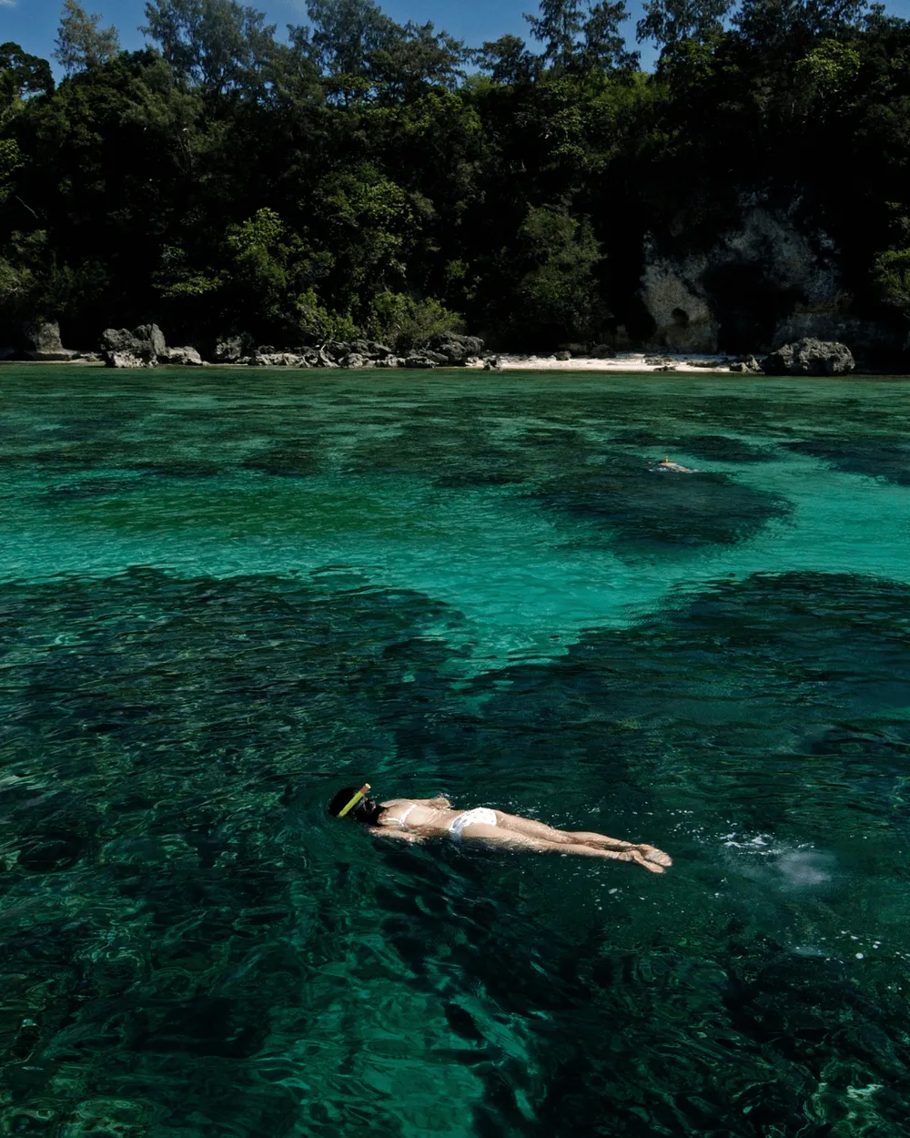 Snorkeler over the reef at Caño Island